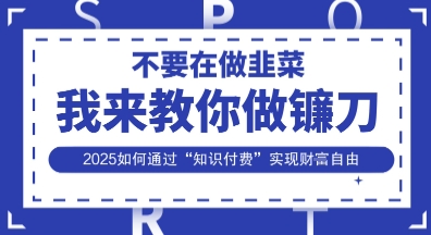韭菜生涯终结者，我来教你做镰刀，2025如何通过“知识付费”实现财F自由【揭秘】-项目创薪