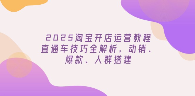 2025淘宝开店运营教程更新，直通车技巧全解析，动销、爆款、人群搭建-项目创薪