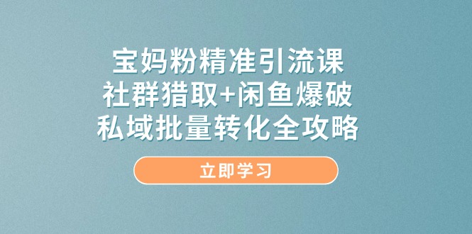 宝妈粉精准引流课，社群猎取+闲鱼爆破，私域批量转化全攻略-项目创薪
