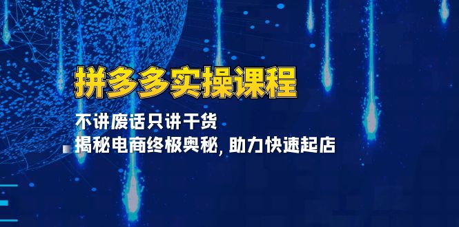 拼多多实操课程：不讲废话只讲干货, 揭秘电商终极奥秘,助力快速起店-项目创薪