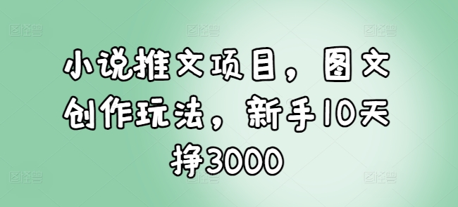 小说推文项目，图文创作玩法，新手10天挣3000-项目创薪