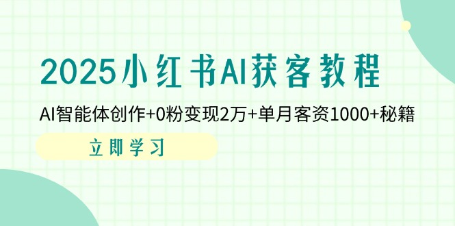 2025小红书AI获客教程：AI智能体创作+0粉变现2万+单月客资1000+秘籍-项目创薪