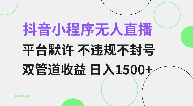 抖音小程序无人直播 平台默许 不违规不封号 双管道收益 日入多张 小白也能轻松操作【仅揭秘】-项目创薪