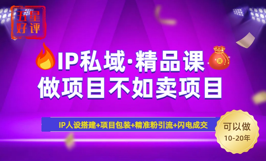 2025年“IP私域·密训精品课”，日赚3000+小白避坑年赚百万，暴力引流…-项目创薪