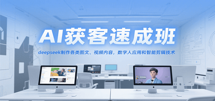 AI获客速成班，deepseek制作各类图文、视频内容，数字人应用和智能剪辑技术-项目创薪