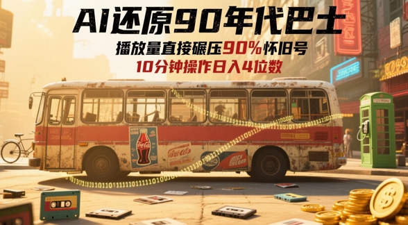AI还原90年代巴士，一帧就让70后泪崩，播放量直接碾压90%怀旧号，每天操作十分钟，日入四位数-项目创薪