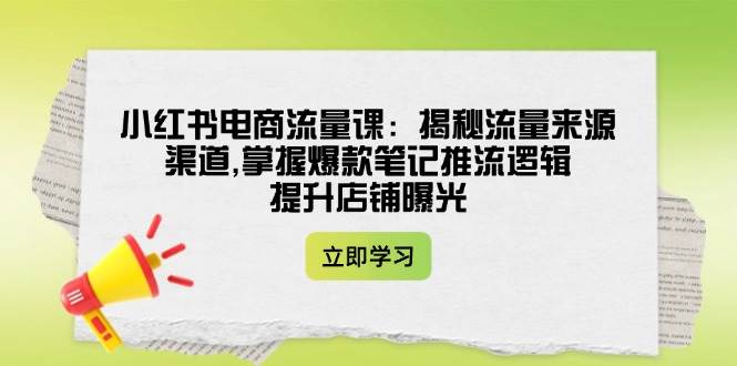 小红书电商流量课：揭秘流量来源渠道,掌握爆款笔记推流逻辑,提升店铺曝光-项目创薪