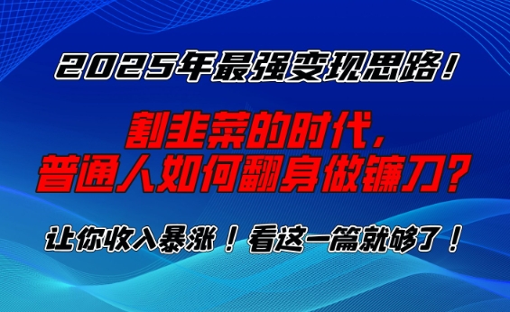2025年最强变现思路，割韭菜的时代， 普通人如何翻身做镰刀？【揭秘】-项目创薪