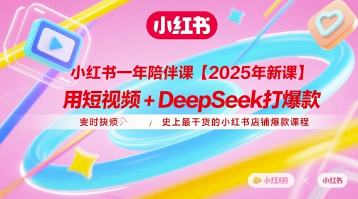 小红书一年陪伴课【2025年新课】，用短视频+deepSeek打爆款，史上最干货的小红书店铺爆款课程-项目创薪